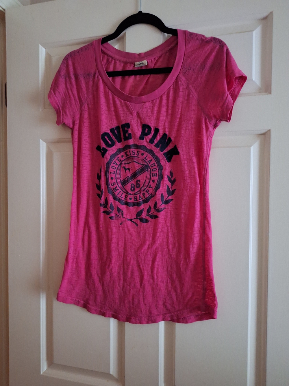 PINK Victoria's Secret Hot Pink 'Love PINK' Graphic Tee -- Size S